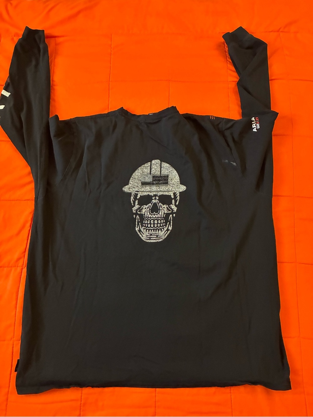 Ariat Work FR Shirt Mens XL Black Flame Resistant Skull Hard Hat Long Sleeve
